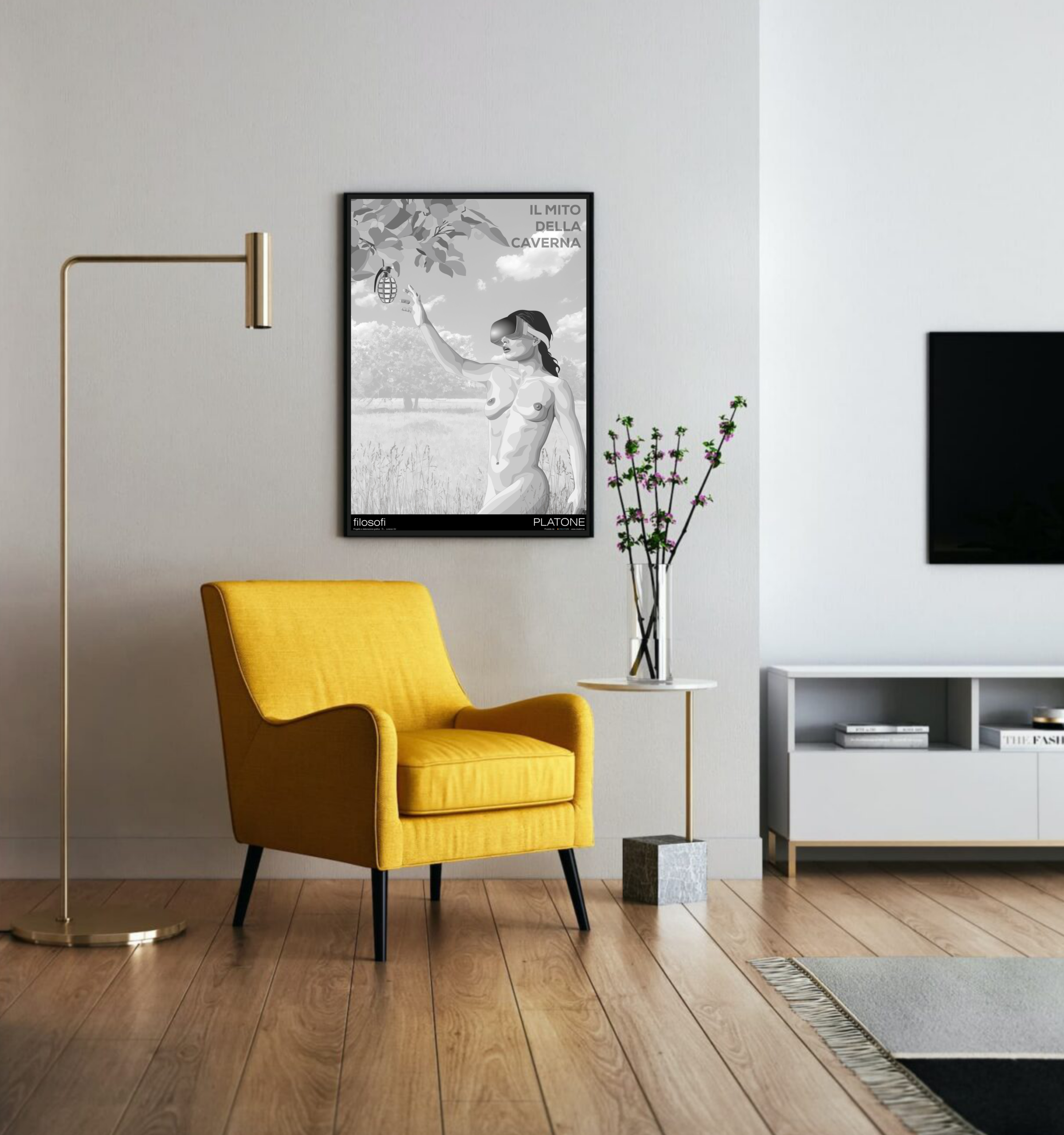 Manifesto artistico “Platone” di Lorenzo Ori. Opera della serie “Visioni contemporanee” disponibile come edizione d’autore 50x70 a tiratura limitata.