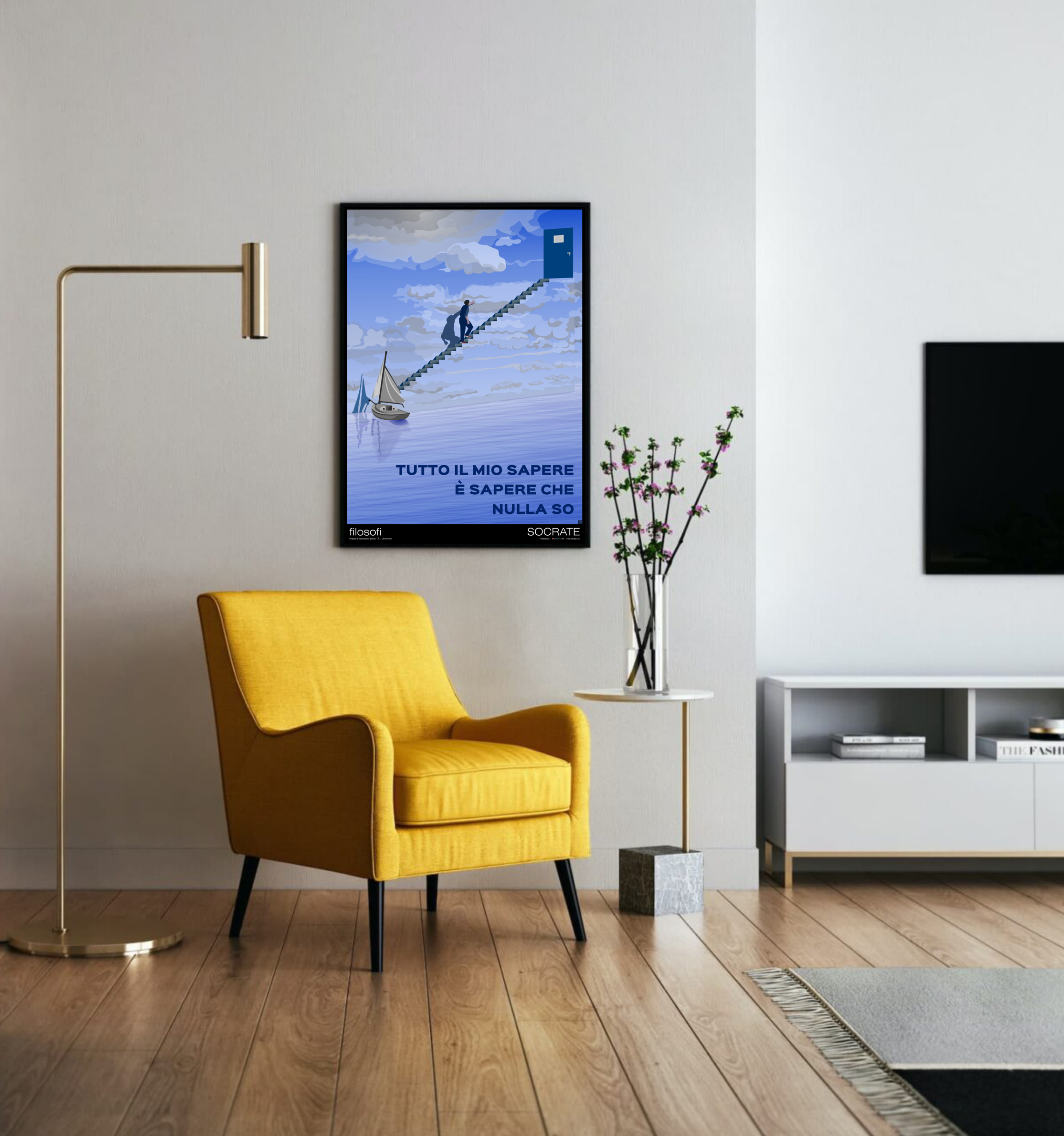 Manifesto artistico “Socrate 2” di Lorenzo Ori. Opera della serie “Visioni contemporanee” disponibile come edizione d’autore 50x70 a tiratura limitata.