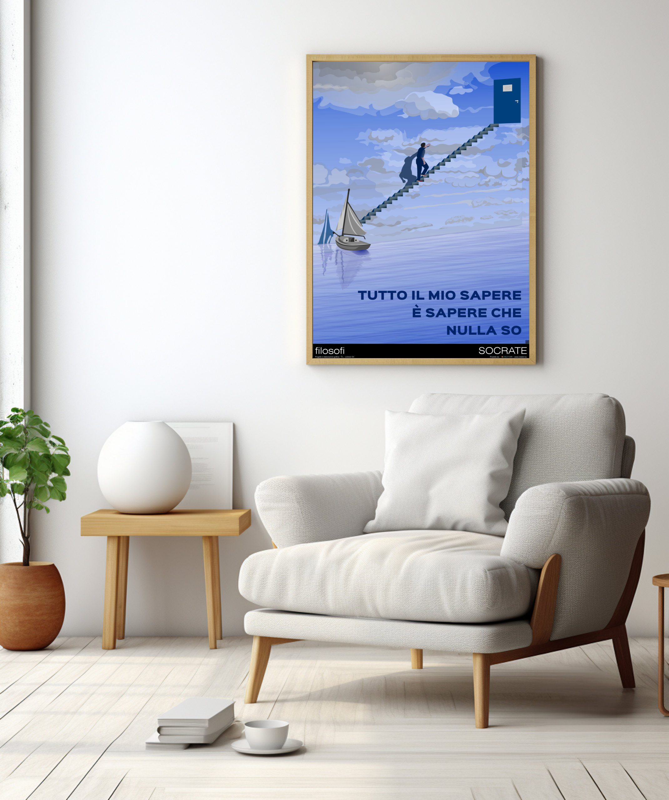 Manifesto artistico “Socrate 2” di Lorenzo Ori. Opera della serie “Visioni contemporanee” disponibile come edizione d’autore 50x70 a tiratura limitata.