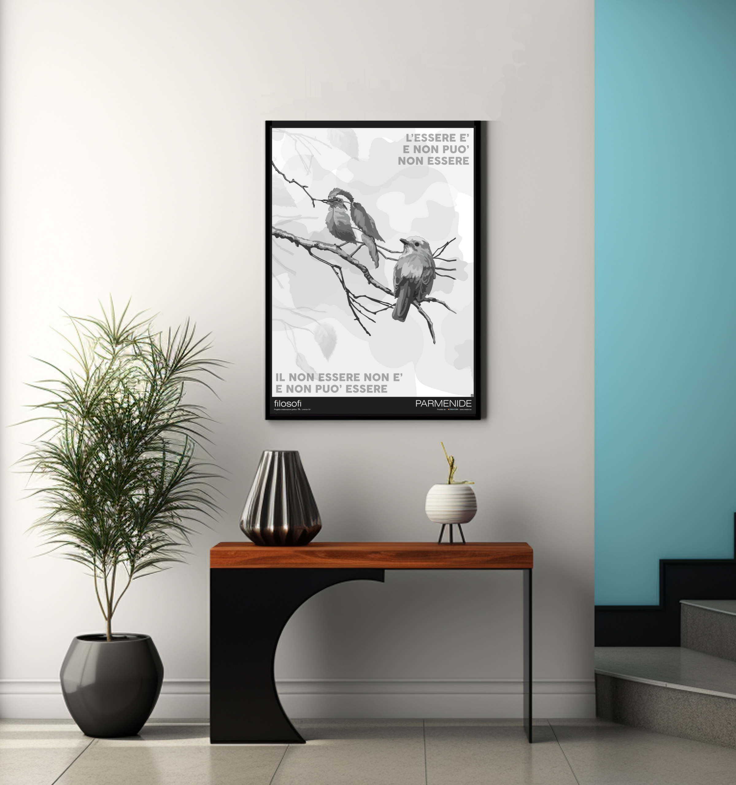 Manifesto artistico “Parmenide” di Lorenzo Ori. Opera della serie “Visioni contemporanee” disponibile come edizione d’autore 50x70 a tiratura limitata.